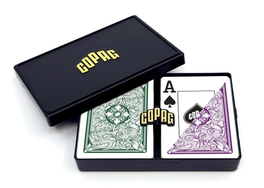 Набор пластиковых игральных карт COPAG Legacy Series (зеленая/фиолетовая рубашка) CRD-0013171 фото
