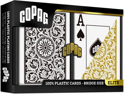 Набор пластиковых игральных карт COPAG 1546 Bridge Size (черная/золотая рубашка) CRD-0013169 фото