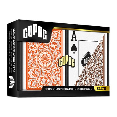 Набор пластиковых игральных карт COPAG 1546 Elite (оранжевая/коричневая рубашка) CRD-0013170 фото