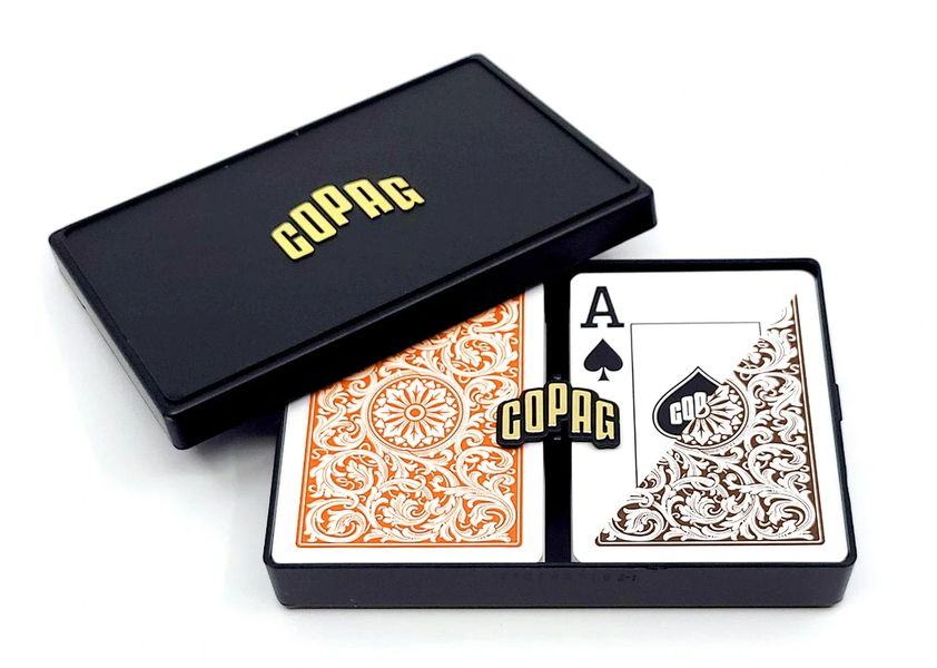 Набір пластикових гральних карт COPAG 1546 Elite (помаранчева/коричнева сорочка) CRD-0013170 фото